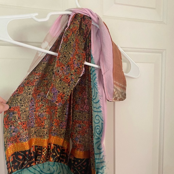 NWT Boho Halter Patchwork Silk Dress - Picture 6 of 8